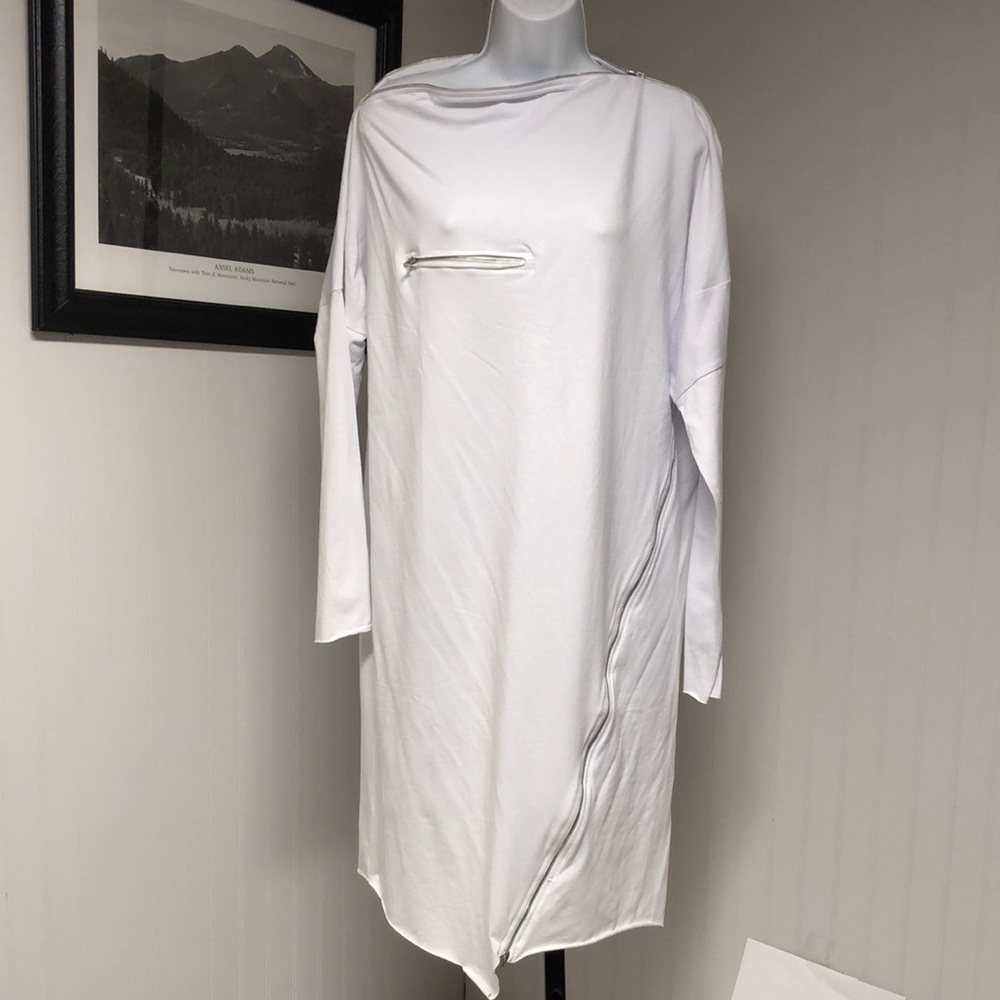 Women’s TOV HOLY White Long Sleeve Dress with Zipper Detail Size 44 M